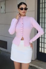 Triko Büzgü Düğmeli Hırka - Görsel 32