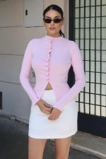 Triko Büzgü Düğmeli Hırka - Görsel 34