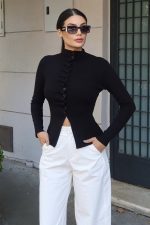 Triko Büzgü Düğmeli Hırka - Görsel 36