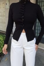 Triko Büzgü Düğmeli Hırka - Görsel 40