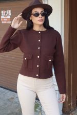 Triko Cepli Düğmeli Ceket - Görsel 11