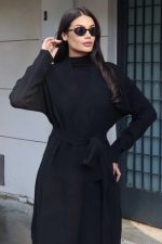 Triko Kuşaklı Uzun Hırka - Görsel 21