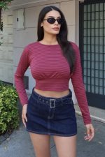 Çizgili Kumaş Belden Oturtmalı Crop - Görsel 13