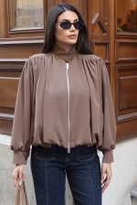 Linda Twill Kumaş Çift Fermuarlı Astarlı Ceket - Görsel 12