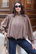 Linda Twill Kumaş Çift Fermuarlı Astarlı Ceket - Görsel 14