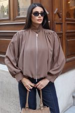 Linda Twill Kumaş Çift Fermuarlı Astarlı Ceket - Görsel 16
