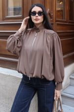 Linda Twill Kumaş Çift Fermuarlı Astarlı Ceket - Görsel 17