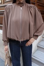 Linda Twill Kumaş Çift Fermuarlı Astarlı Ceket - Görsel 18