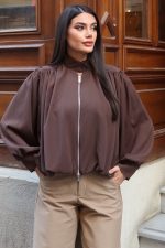 Linda Twill Kumaş Çift Fermuarlı Astarlı Ceket - Görsel 6