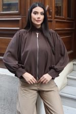 Linda Twill Kumaş Çift Fermuarlı Astarlı Ceket - Görsel 8
