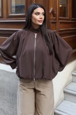 Linda Twill Kumaş Çift Fermuarlı Astarlı Ceket - Görsel 10