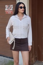 Oysho Kumaş Nakışlı Fermuarlı Hırka