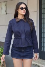 Süet Kumaş Deri Yaka Ceket - Görsel 18