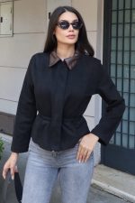 Süet Kumaş Deri Yaka Ceket - Görsel 27