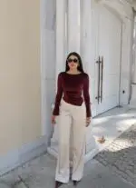 Toptan Kadife Kumaş Drapeli İspanyol Kol Bluz 2759 - Kechi Woman