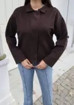 Toptan Scuba Kumaş Polo Yaka Düğmeli Hırka 3058 - Kechi Woman