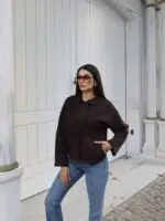 Toptan Scuba Kumaş Polo Yaka Düğmeli Hırka 3058 - Kechi Woman