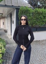 Toptan Triko Çift Fermuarlı Dik Yaka Hırka 3072 - Kechi Woman