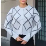 Toptan Simli Baklava Desenli Triko 3092 Gri - Kechi Woman
