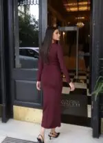 Toptan Dalgıç Kumaş Drapeli Elbise 3153 - Kechi Woman