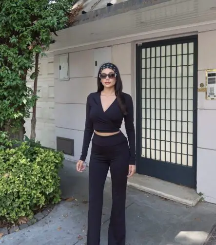 Toptan Kruvaze Yaka Uzun Kollu Crop Bluz 4004 - Kechi Woman