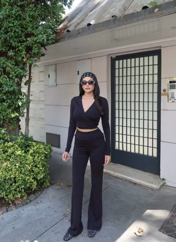 Toptan Kruvaze Yaka Uzun Kollu Crop Bluz 4004 - Kechi Woman