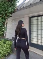 Toptan Kruvaze Yaka Uzun Kollu Crop Bluz 4004 - Kechi Woman