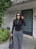 Toptan Dalgıç Kumaş Yaka Detaylı Bluz 4028 - Kechi Woman