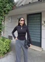 Toptan Dalgıç Kumaş Yaka Detaylı Bluz 4028 - Kechi Woman